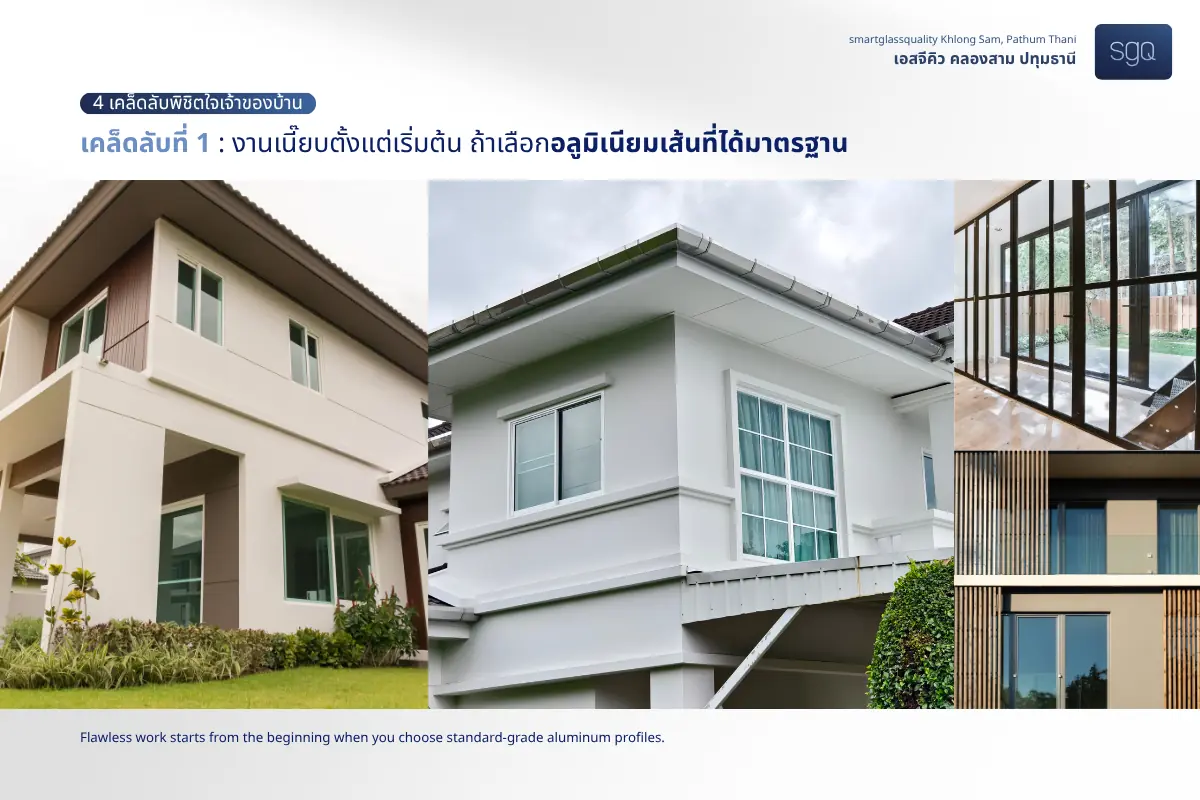อลูมิเนียมเส้นมาตรฐาน มอก. สำหรับงานประตูหน้าต่าง SGQ Khlong